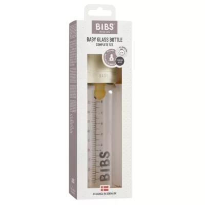 BIBS - Set complet biberon din sticla anticolici, 225 ml, Ivory
