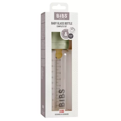 BIBS - Set complet biberon din sticla anticolici, 225 ml, Sage