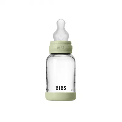BIBS - Set complet biberon din sticla anticolici cu tetina din silicon flux lent, 120 ml, Sage