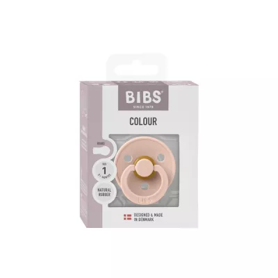 BIBS - Suzeta Colour Latex, tetina rotunda, 0+ luni, ambalaj premium-Blush