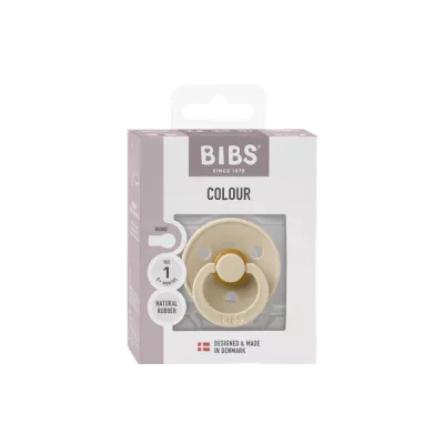 BIBS - Suzeta Colour Latex, tetina rotunda, 0+ luni, ambalaj premium