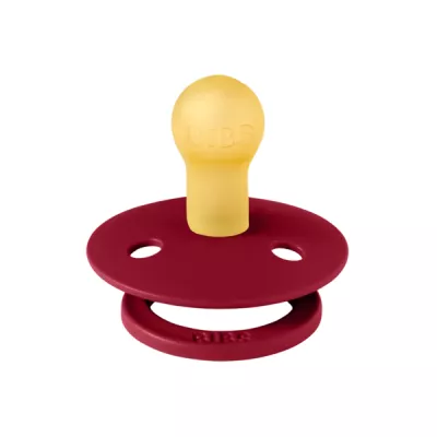 BIBS - Suzeta Colour Latex, tetina rotunda, 0 luni +-Ruby