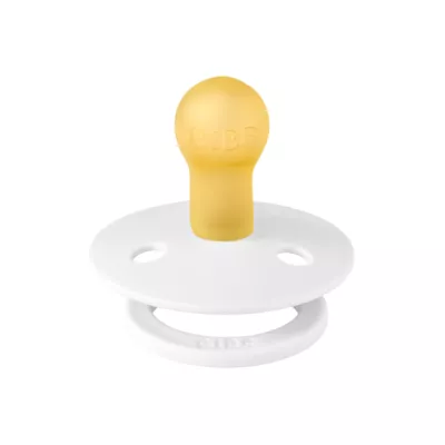 BIBS - Suzeta Colour Latex, tetina rotunda, 0 luni +-White