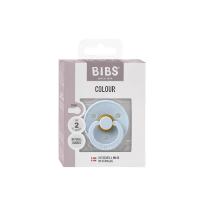 BIBS - Suzeta Colour Latex, tetina rotunda, 6+ luni, ambalaj premium-Baby Blue