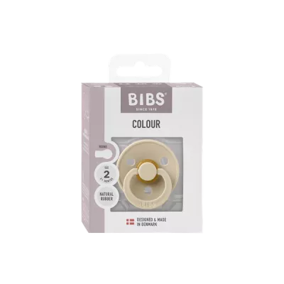 BIBS - Suzeta Colour Latex, tetina rotunda, 6+ luni, ambalaj premium-Vanilla