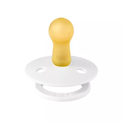 BIBS - Suzeta Colour Latex, tetina rotunda, 6 luni +-White