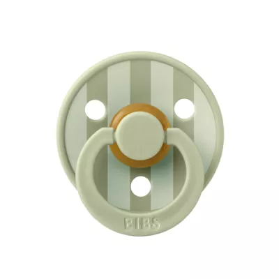 BIBS - Suzeta Colour Studio Collection Stripe Latex, tetina rotunda, 0 luni +-Sage