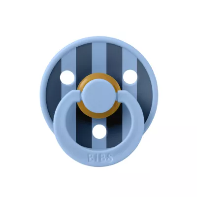 BIBS - Suzeta Colour Studio Collection Stripe Latex, tetina rotunda, 0 luni +-Sky Blue