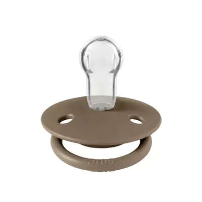 BIBS - Suzeta De Lux Silicon, tetina rotunda, marime universala (0-3 ani)-Dark Oak