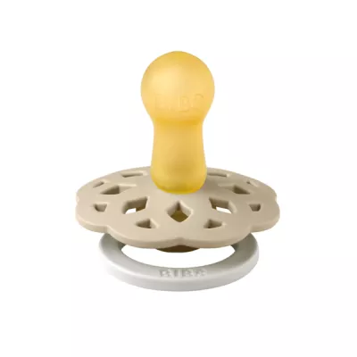 BIBS - Suzeta fosforescenta Boheme GLOW Latex, tetina rotunda, 6 luni +-Vanilla