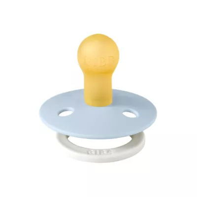 BIBS - Suzeta fosforescenta Colour GLOW Latex, tetina rotunda, 0 luni +-Baby Blue