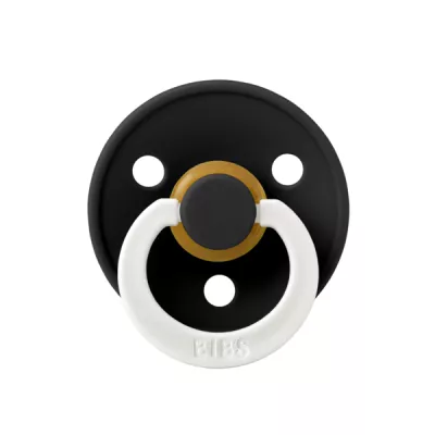 BIBS - Suzeta fosforescenta Colour GLOW Latex, tetina rotunda, 0 luni +-Black