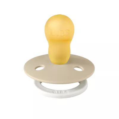 BIBS - Suzeta fosforescenta Colour Glow Latex, tetina rotunda, 18 luni +-Vanilla