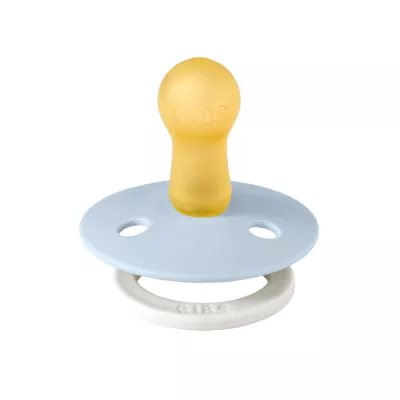 BIBS - Suzeta fosforescenta Colour Glow Latex, tetina rotunda, 6 luni +-Baby Blue