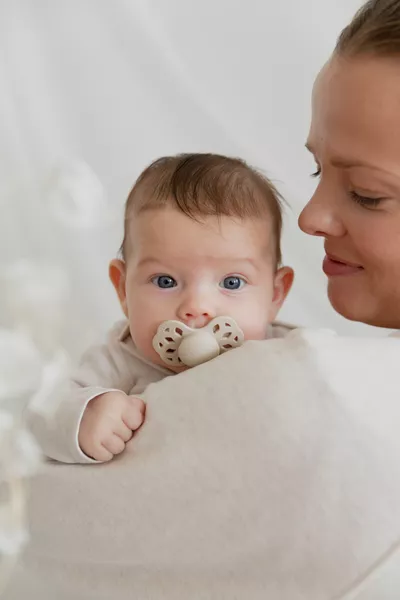 BIBS - Suzeta Infinity Silicon, tetina anatomica, 0 luni +-Ivory