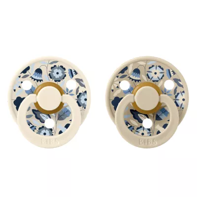 BIBS x LIBERTY - Set 2 suzete Colour Bobo Latex, tetina rotunda, 6 luni+-Ivory/Vanilla