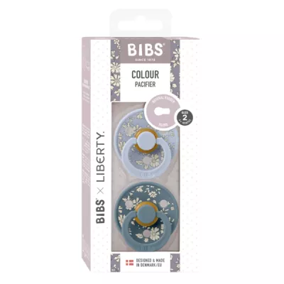 BIBS x LIBERTY - Set 2 suzete Colour Capel Latex, tetina rotunda, 6 luni+-Dusty Blue/Petrol