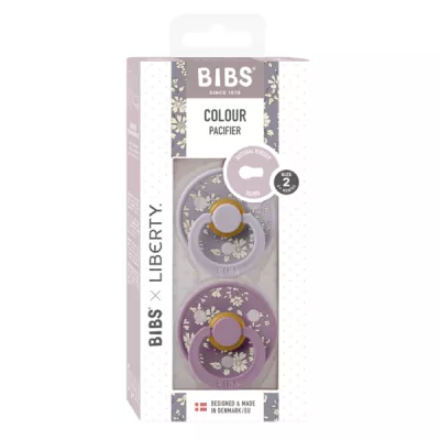 BIBS x LIBERTY - Set 2 suzete Colour Capel Latex, tetina rotunda, 6 luni+-Fossil Grey/Mauve