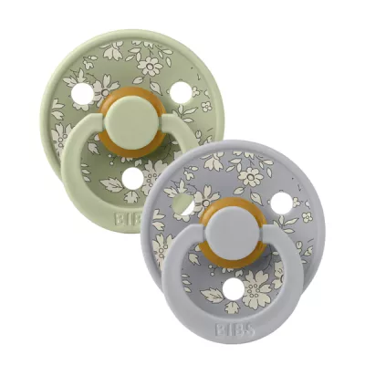 BIBS x LIBERTY - Set 2 suzete Colour Capel Latex, tetina rotunda, 6 luni+-Sage/Cloud