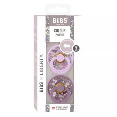 BIBS x LIBERTY - Set 2 suzete Colour Chamomile Lawn Latex, tetina rotunda, 6 luni+-Mauve/Violet Sky