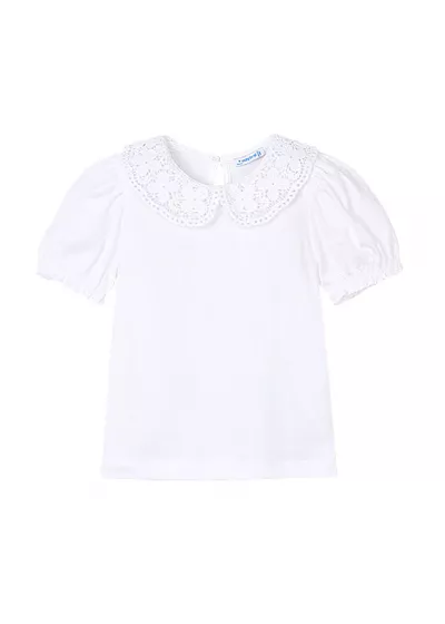 Bluza cu guler crosetat - alb - Mayoral