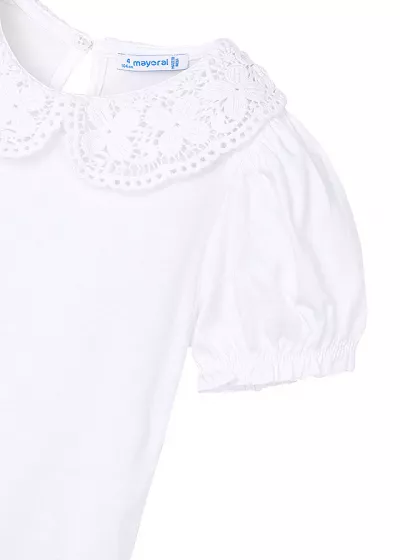 Bluza cu guler crosetat - alb - Mayoral