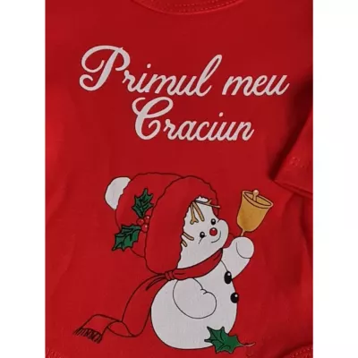 Body cu maneca lunga - Primul meu Craciun - Om de zapada 9-12 luni