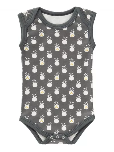 Body fără mâneci, din bumbac organic, model Pineapple, 3-6 luni