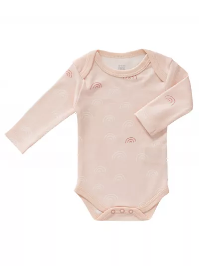 Body mânecă lungă 3-6 luni, din bumbac organic, model Rainbow rose