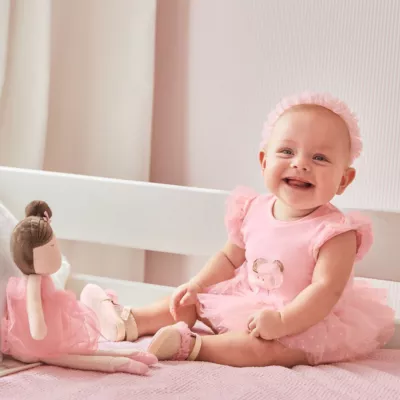 Body tutu din bumbac sustenabil Roz cu bentita pentru nou-nascut - Mayoral 4-6 luni
