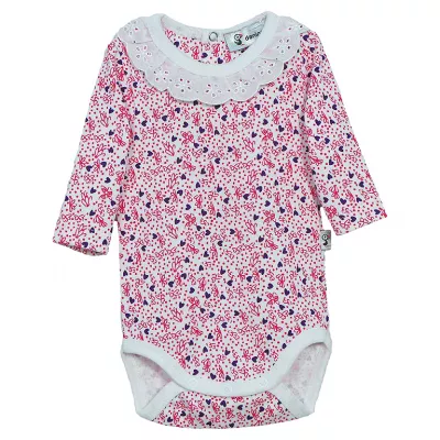 Body cu maneca lunga si guler - Flori rosii 3 luni