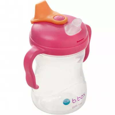 Cana de tranzitie cu cioc de silicon, 240 ml - roz - b.box