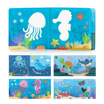 Carticica de baie plutitoare, 8 pagini colorate care isi schimba culoarea in contact cu apa, MyHappyBath Book, Reer 76012