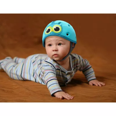 Casca protectie bebelusi cu spuma flexibila, ultrausoara, reglabila, 7-24 luni, albastra, SafeHead Baby Owl, SHB002