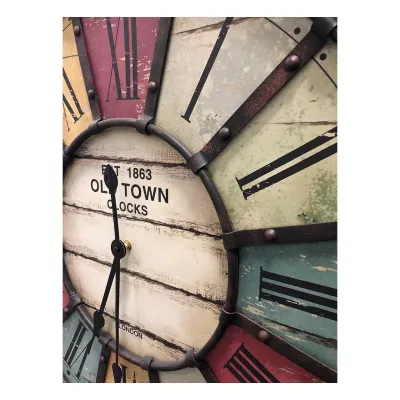 Ceas de perete XXL cu aplicatii din metal, analog, design VINTAGE - Old Town Clock, cifre romane, colorat, TFA 60.3021