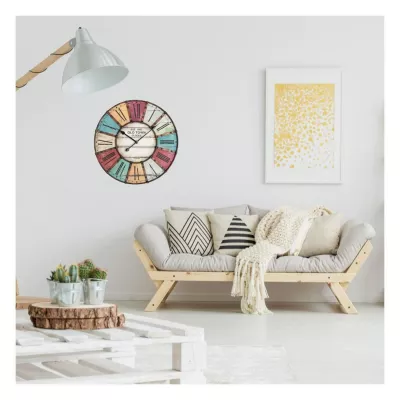 Ceas de perete XXL cu aplicatii din metal, analog, design VINTAGE - Old Town Clock, cifre romane, colorat, TFA 60.3021
