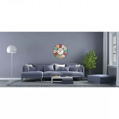 Ceas de perete XXL cu aplicatii din metal, analog, design VINTAGE - Old Town Clock, cifre romane, colorat, TFA 60.3021