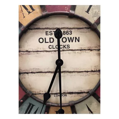 Ceas de perete XXL cu aplicatii din metal, analog, design VINTAGE - Old Town Clock, cifre romane, colorat, TFA 60.3021