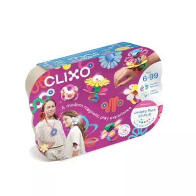 Clixo® joc magnetic de construit - Bijuterii colorate (28 piese)
