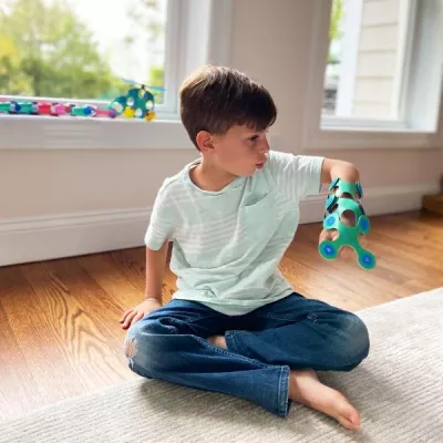 Clixo® joc magnetic de construit - Itsy Albastru & Verde (18 piese)