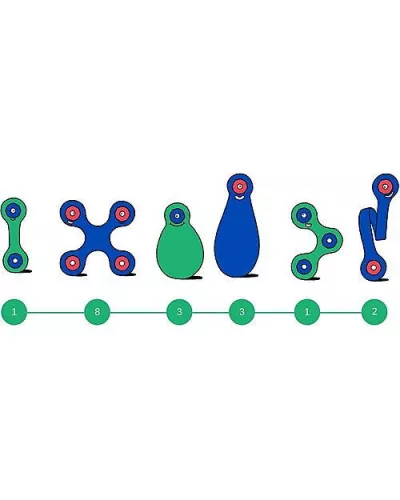 Clixo® joc magnetic de construit - Itsy Albastru & Verde (18 piese)