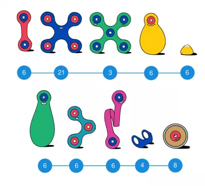 Clixo® joc magnetic de construit - Modele cu rotite (72 piese)
