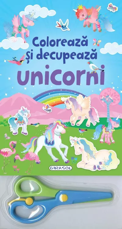 Coloreaza si decupeaza Unicorni (albastru)