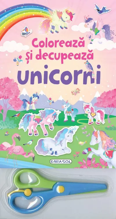 Coloreaza si decupeaza Unicorni (roz)