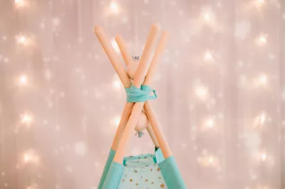 Cort de joaca - Gold Stars Teepee - Mint - Maradalia Kids