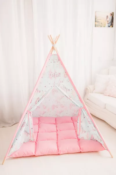 Cort de joaca teepee - Unicorn Heaven - Roz - Maradalia Kids