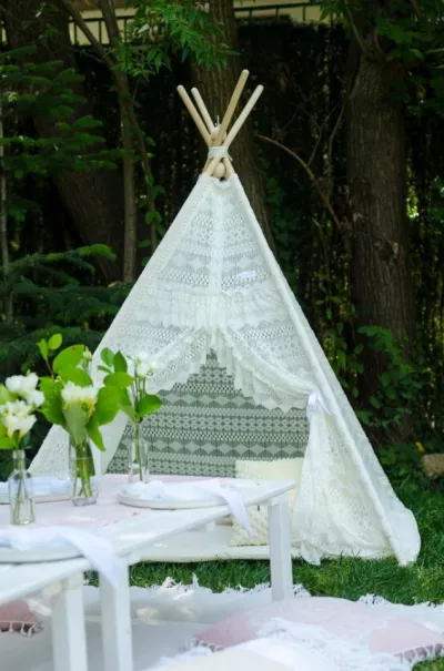Cort teepee, dantela - Ivory - Maradalia Kids