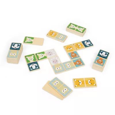 Domino din lemn - Animalute din padure (pastel)