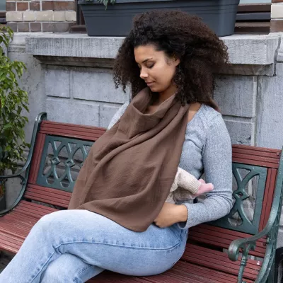 Doomoo - Esarfa pentru alaptat multifunctionala din bumbac organic Momâ€™n Play Chocolate