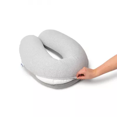 Doomoo - Perna mare pentru gravide si bebelusi 3 in 1, bumbac organic Buddy Light Grey